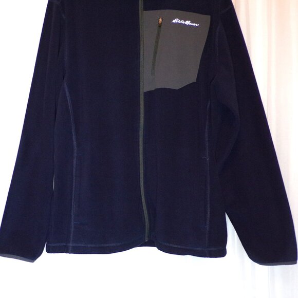 Eddie Bauer Blue Gray Fleece Jacket Mens Large Full Zip Coat Hiking Outdoors - Picture 4 of 12